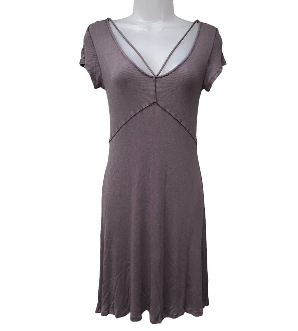 American Eagle Outfitters Light Purple Short Cap Sleeve Ribbed Dress Size Small